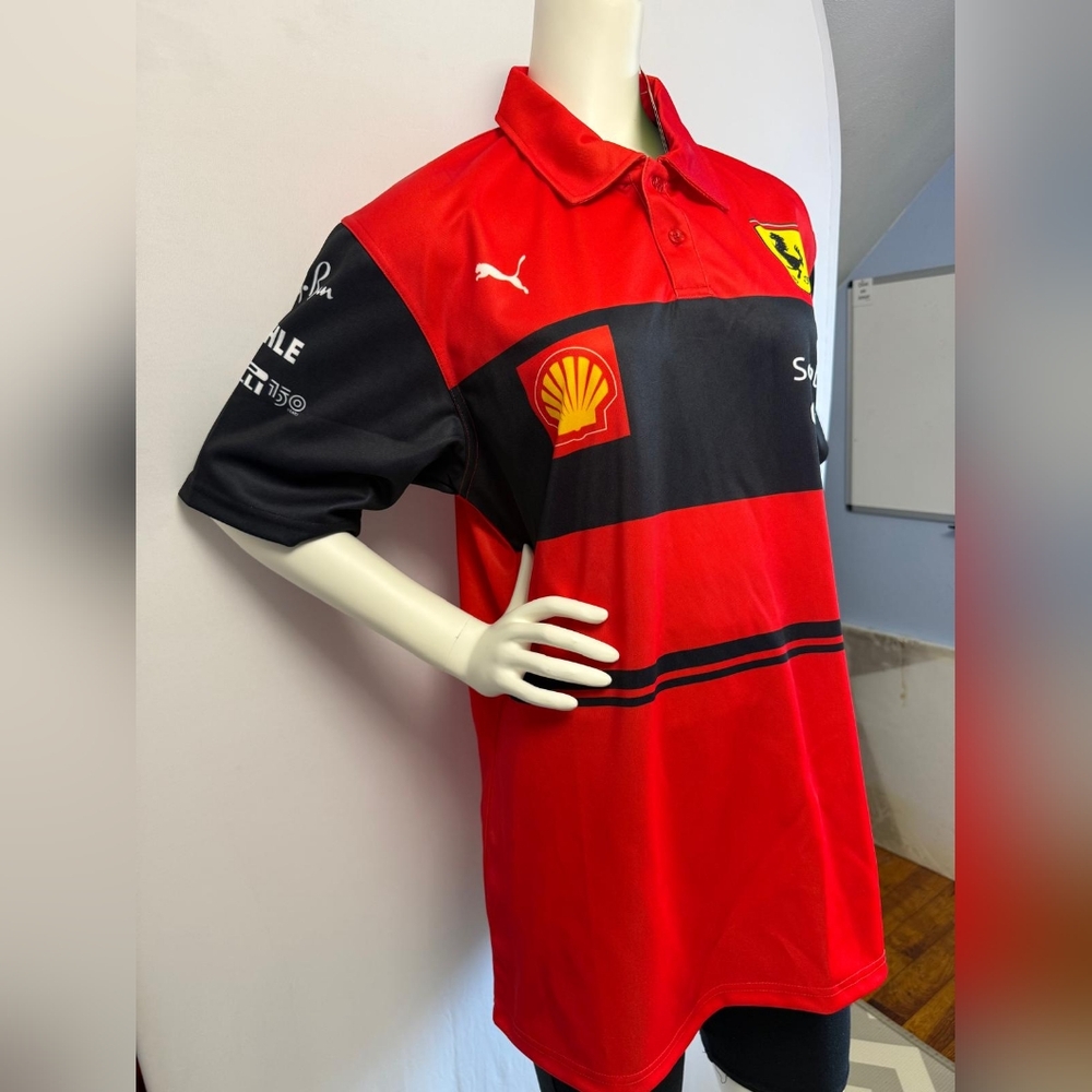 Puma Men's Red and Black Polo